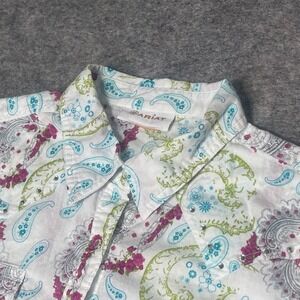 Ariat Western Sleeveless Shirt Paisley Print Rhinestone‎ Pearl Snap Button Down